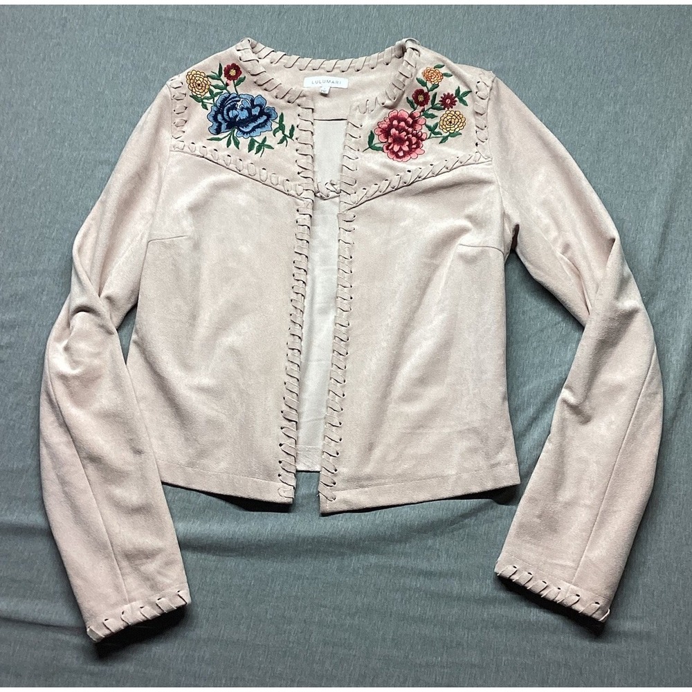 Women's Embroidered Faux Suede‎ Jacket Size Small Lulumari